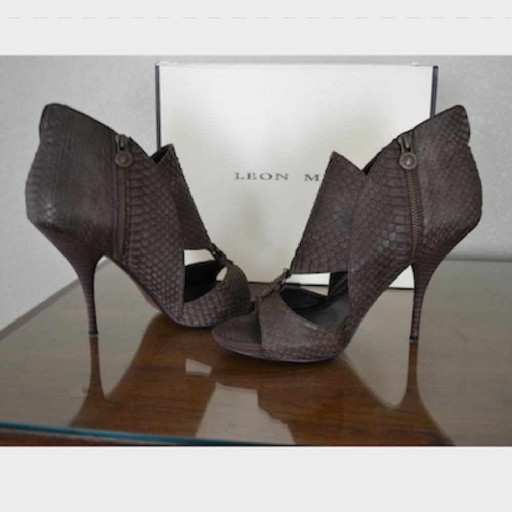 Dark Brown Evoke Snakeskin Leather Pump - Picture 6 of 8